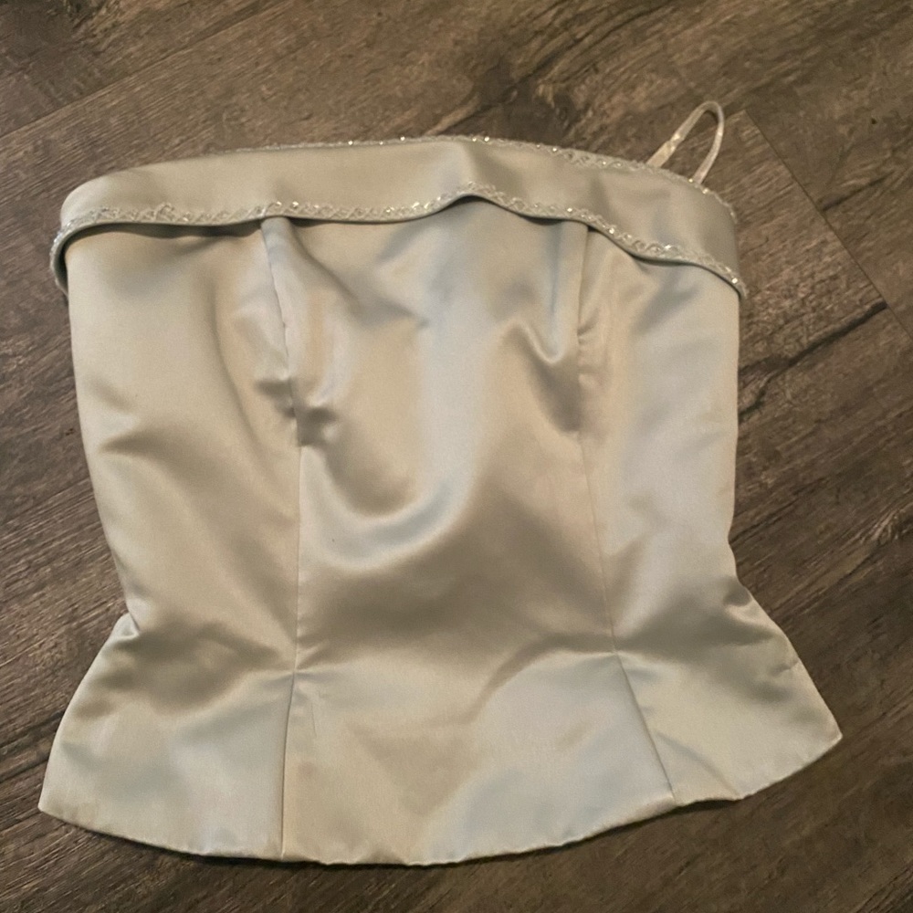 Mint green corset top.